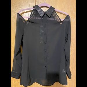 Buffalo David Bitton cold shoulder  black blouse.